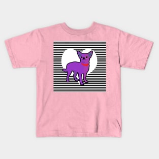 Purple Chihuahua and White Heart Kids T-Shirt